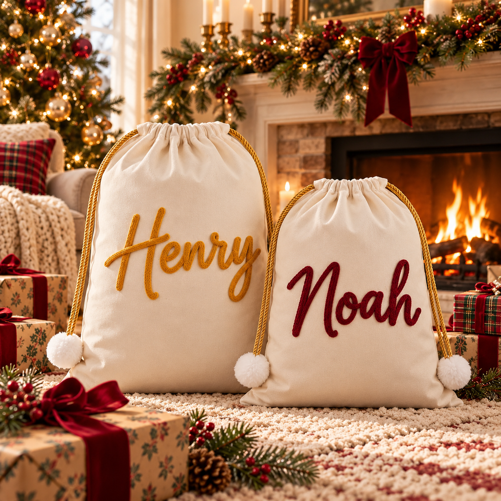 Personalized Santa Sack with Name – Custom Christmas Gift Bag for Kids & Family