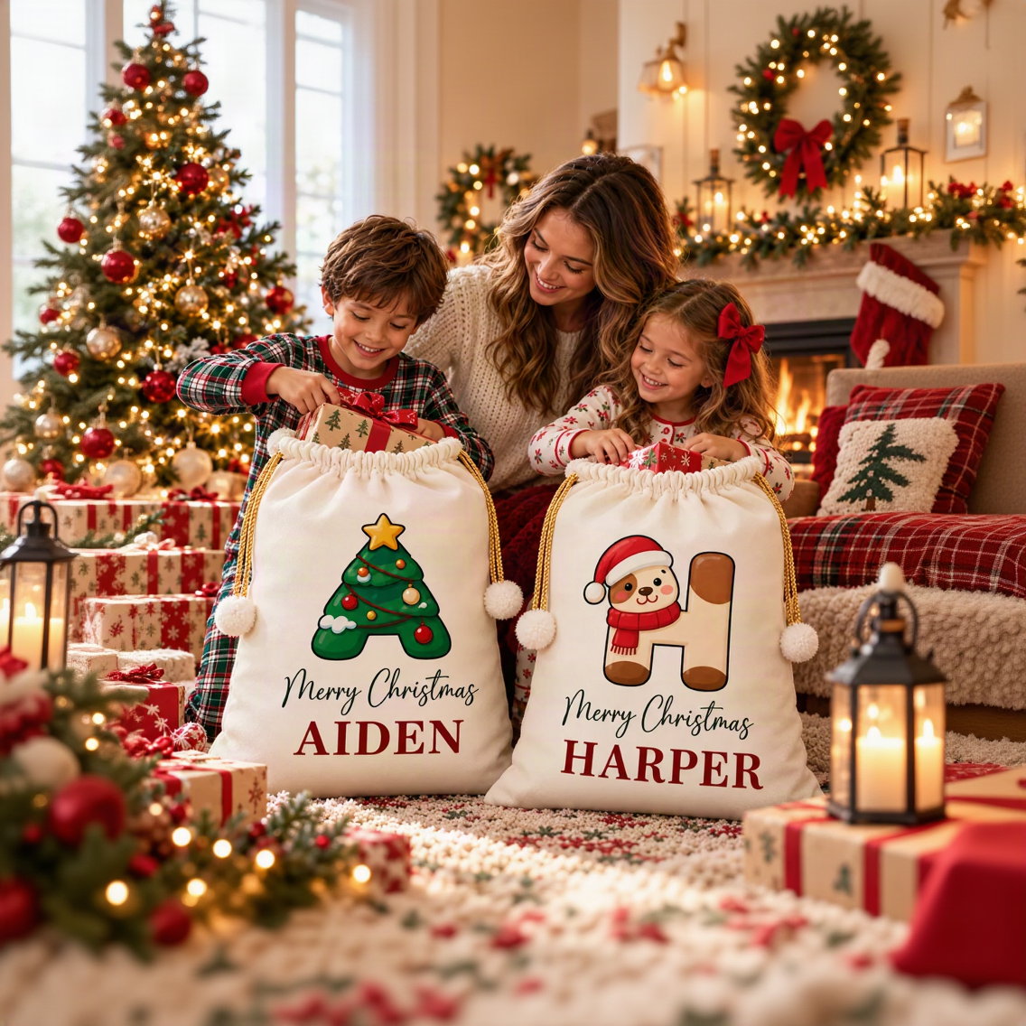 Personalized Santa Sack with Name – Custom Christmas Gift Bag for Kids
