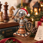 Medieval Chess Knight With Custom Name - Personalized Acrylic Ornament - Christmas Gift For Chess Player & Knight Lover