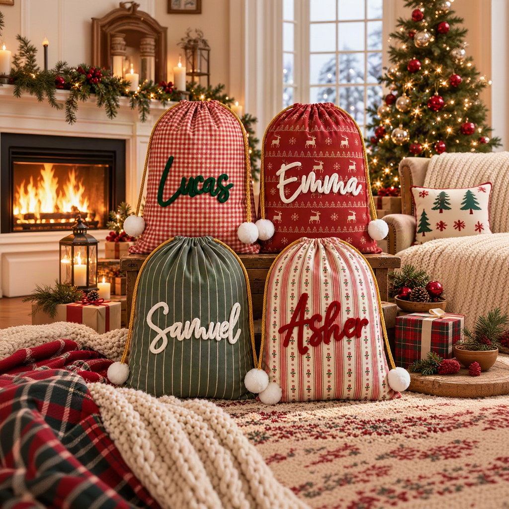 Personalized Christmas Santa Sack – Custom Name Gift Bag for Kids & Family