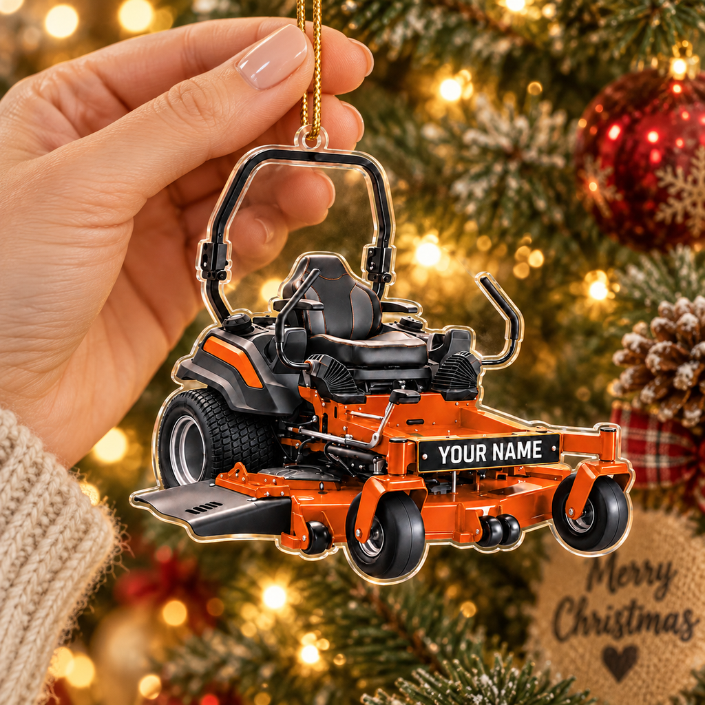 Zero Turn Lawn Mower With Custom Name - Personalized Acrylic Ornament - Christmas Gift For Lawn Care Lover
