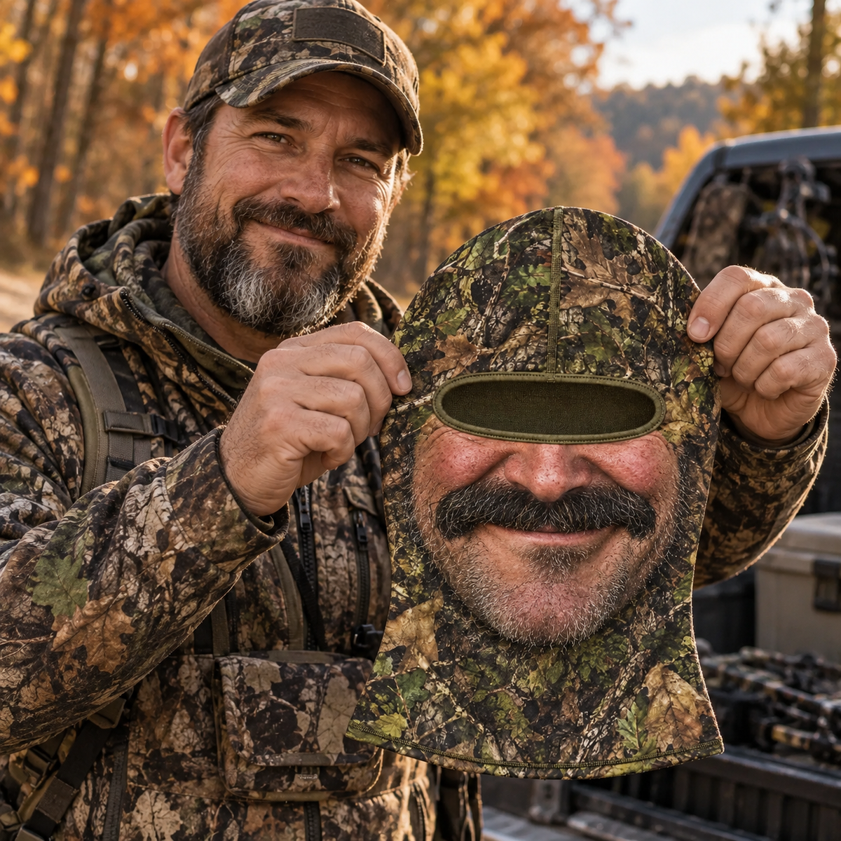 Funny Bearded Hunter Face Mask - Camouflage Balaclava - Gift For Hunters & Hunting Buddies