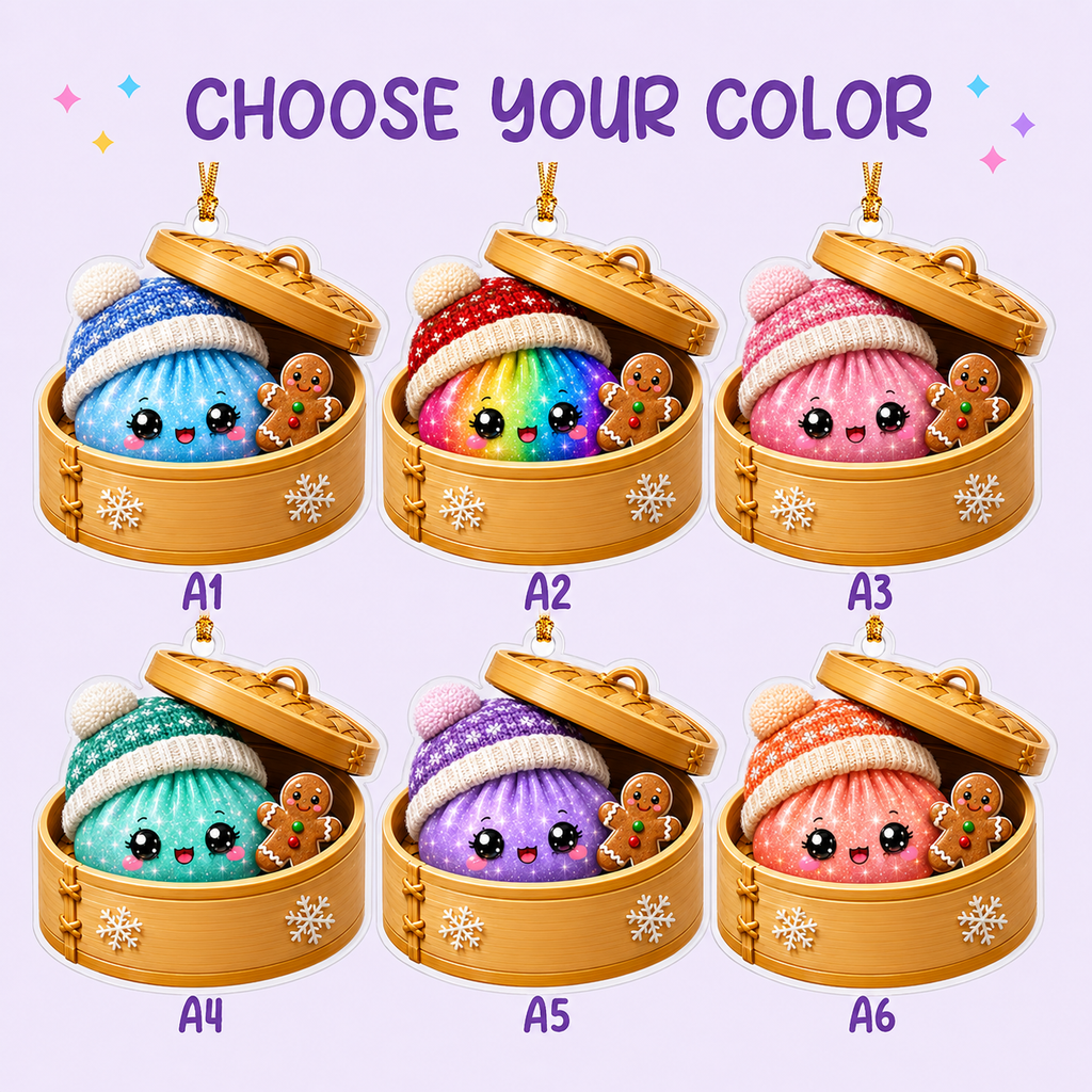 Cute Dumpling Dim Sum With Winter Hat - Personalized Acrylic Ornament - Christmas Gift For Kids, Teens
