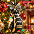Golf Bag With Custom Name - Personalized Acrylic Ornament - Christmas Gift For Golfer & Golf Lover