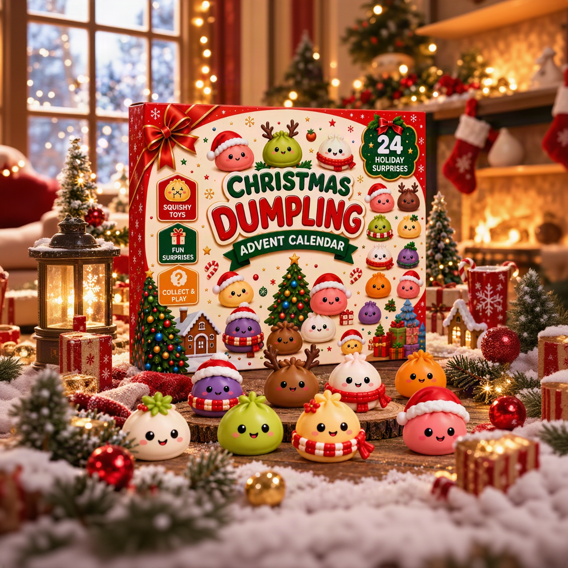 24 Days of Squishy Dumplings Advent Calendar – Cute Christmas Countdown Gift with 24 Mini Squishy Toys