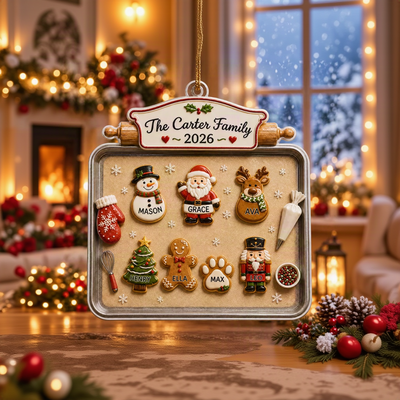 Personalized Family & Pet Christmas Cookie Tray Ornament, Custom Names, 3D Raised Acrylic Baking Keepsake, Personalized Family Gift 2026