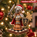 Medieval Chess Knight With Custom Name - Personalized Acrylic Ornament - Christmas Gift For Chess Player & Knight Lover
