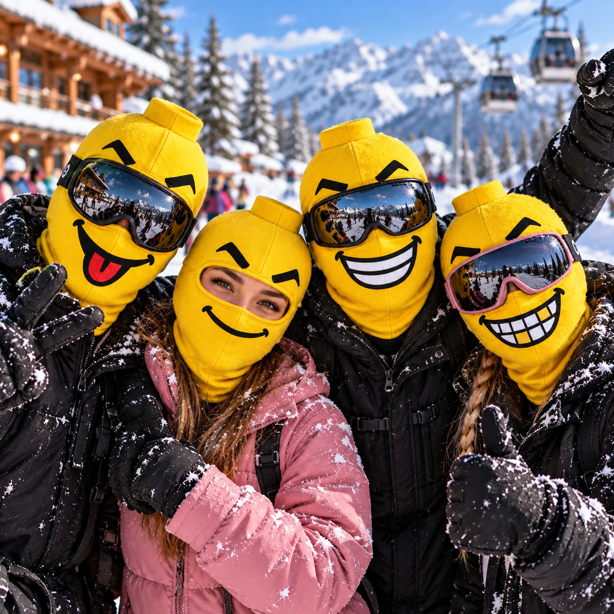 Custom Funny Face Ski Mask - Yellow Emoji Balaclava - Winter Gift For Skiers, Snowboarders & Outdoor Lovers