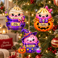 Cute Halloween Dumpling Characters With Custom Name - Personalized Acrylic Ornament - Christmas Gift For Kids, Teens