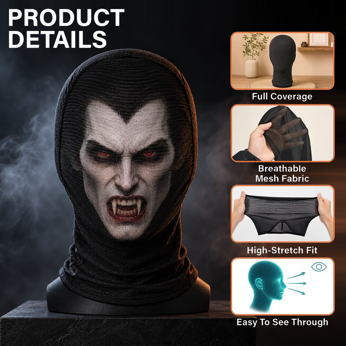 Scary Clown, Skull & Werewolf Face Mask - Printed Horror Balaclava - Halloween Gift For Horror Fans