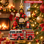 Firefighter Christmas Tree With Custom Name & Year - Personalized Acrylic Ornament - Christmas Gift For Firefighter