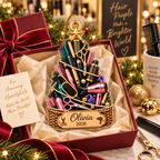 Hair Stylist Tools Christmas Tree With Custom Name & Year - Personalized Acrylic Ornament - Christmas Gift For Hairdresser