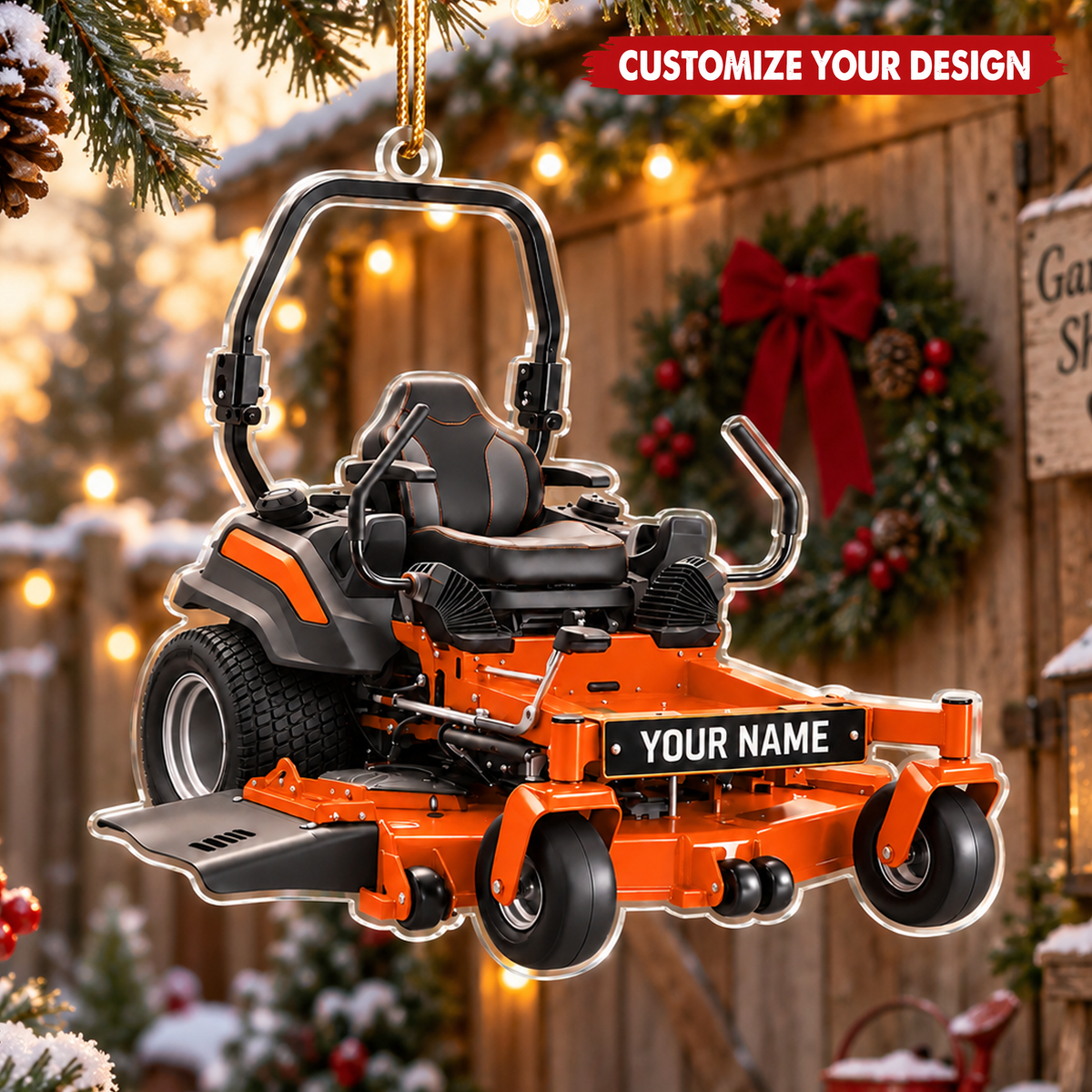 Zero Turn Lawn Mower With Custom Name - Personalized Acrylic Ornament - Christmas Gift For Lawn Care Lover