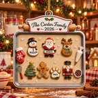 Personalized Family & Pet Christmas Cookie Tray Ornament, Custom Names, 3D Raised Acrylic Baking Keepsake, Personalized Family Gift 2026