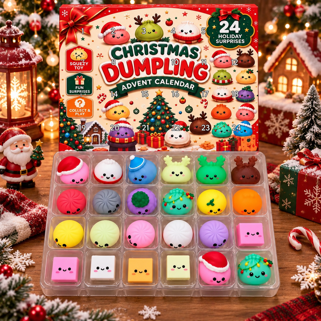 24 Days of Squishy Dumplings Advent Calendar – Cute Christmas Countdown Gift with 24 Mini Squishy Toys