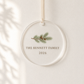 Clear acrylic ornament printed The Bennett Family 2026