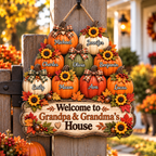 Personalized Grandparents Welcome Wood Sign – Fall Pumpkins