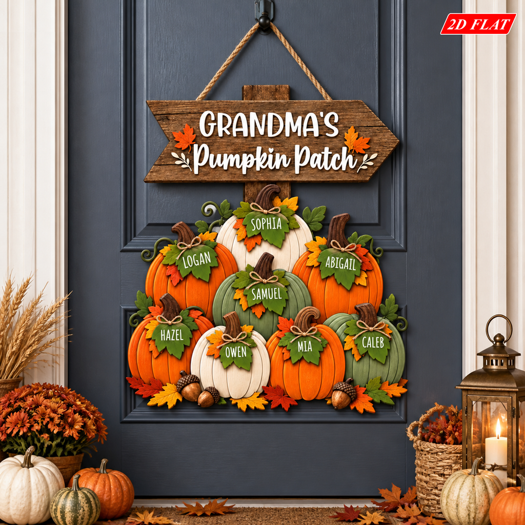 Personalized Grandma’s Pumpkin Patch Wood Sign – Rustic Arrow