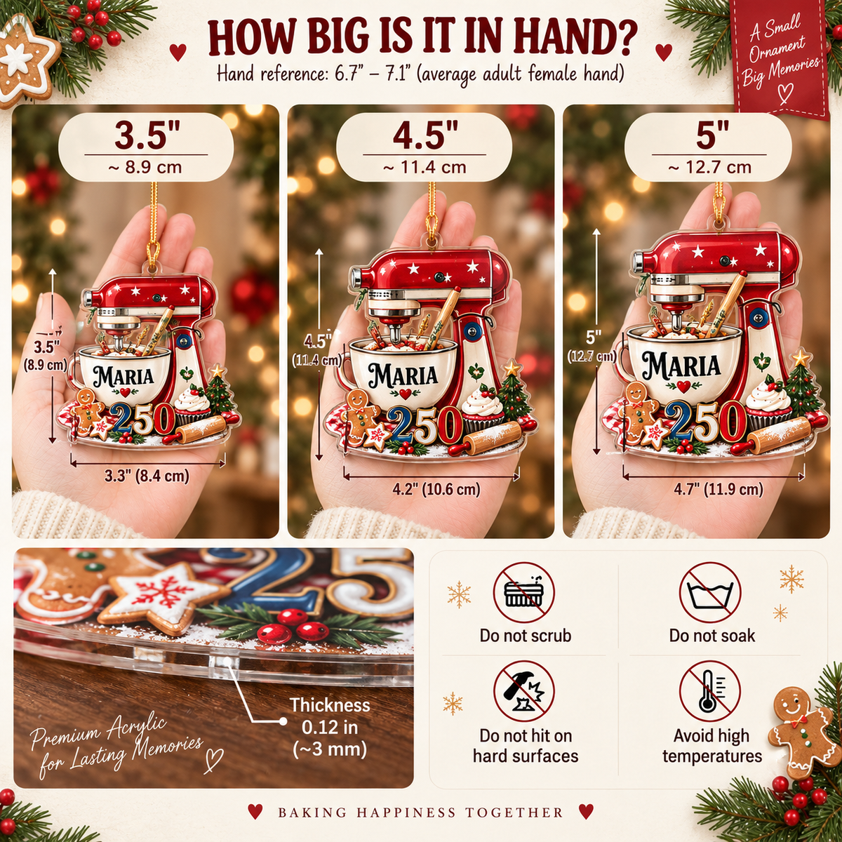 America 250th Baker Stand Mixer With Custom Name - Personalized Acrylic Ornament - Christmas Gift For Baker & Baking Lover