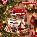America 250th Baker Stand Mixer With Custom Name - Personalized Acrylic Ornament - Christmas Gift For Baker & Baking Lover