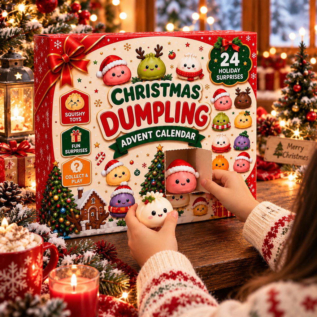 24 Days of Squishy Dumplings Advent Calendar – Cute Christmas Countdown Gift with 24 Mini Squishy Toys