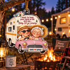 I Want To Hold Your Hand At 80, Let’s Go Camping - Personalized Couple Acrylic Car Ornament - Anniversary Gift For Husband & Wife