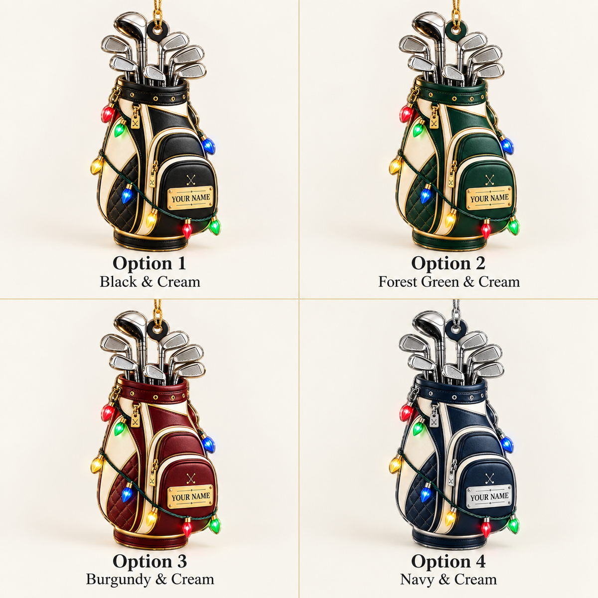 Golf Bag With Custom Name - Personalized Acrylic Ornament - Christmas Gift For Golfer & Golf Lover