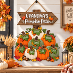 Personalized Grandma’s Pumpkin Patch Wood Sign – Rustic Arrow