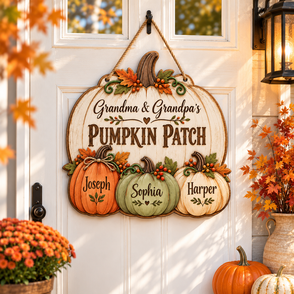 Personalized Pumpkin Patch Wood Sign for Grandparents