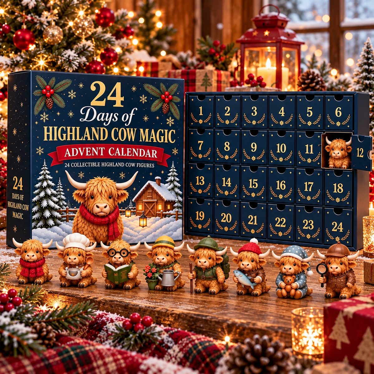 24 Days of Highland Cows Advent Calendar 2026, Cute Highland Cow Christmas Countdown, 24 Surprise Gifts for Kids, Cow Lovers Holiday Gift