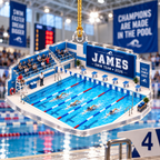 Swim Team Pool With Custom Name & Year - Personalized Acrylic Ornament - Christmas Gift For Swimmer