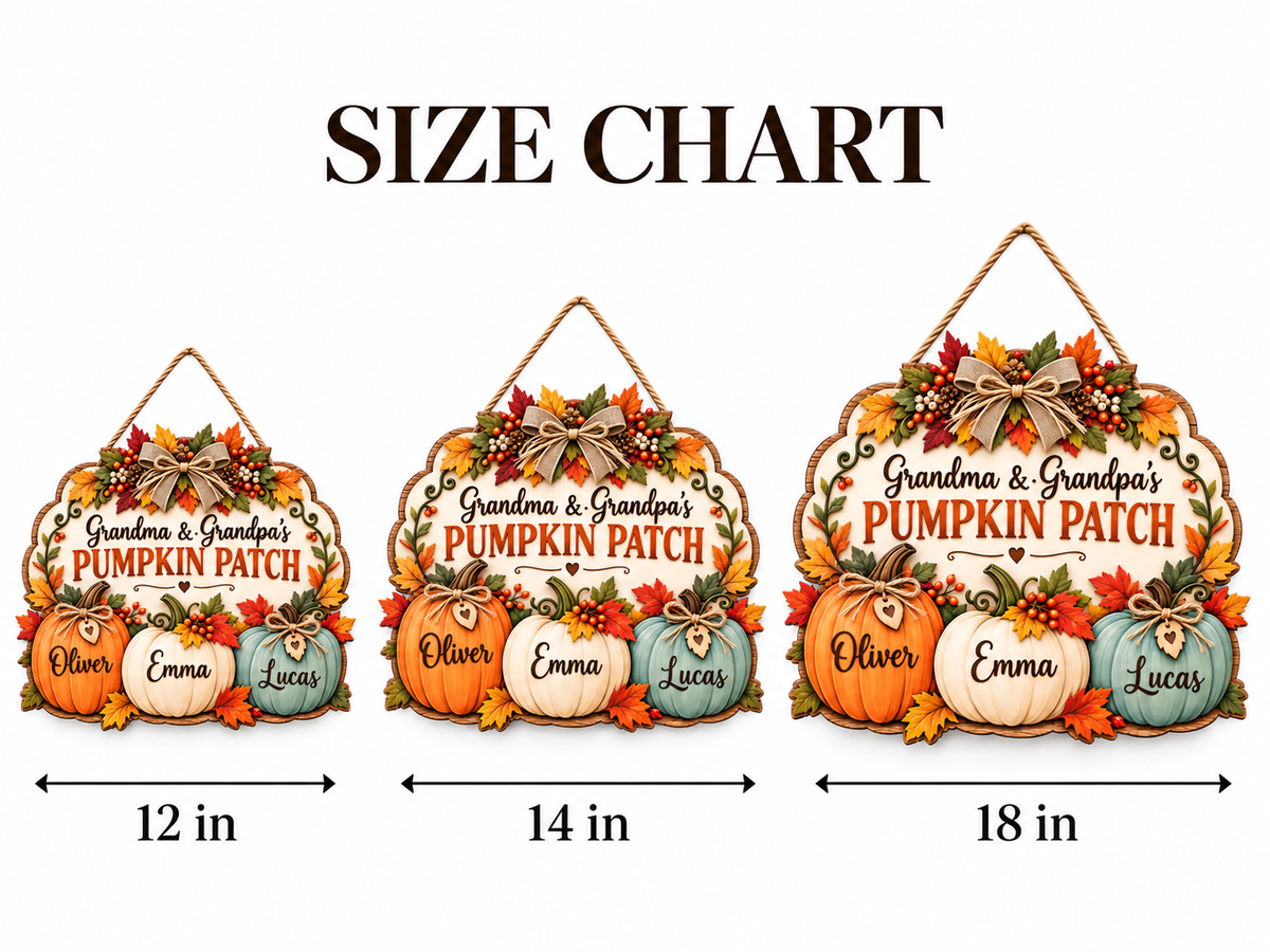 Personalized Pumpkin Patch Sign for Grandparents – Grandma & Grandpa Fall Wood Door Hanger