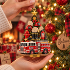 Firefighter Christmas Tree With Custom Name & Year - Personalized Acrylic Ornament - Christmas Gift For Firefighter