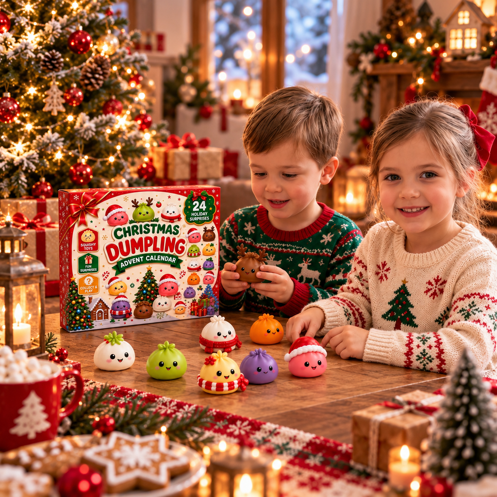 24 Days of Squishy Dumplings Advent Calendar – Cute Christmas Countdown Gift with 24 Mini Squishy Toys