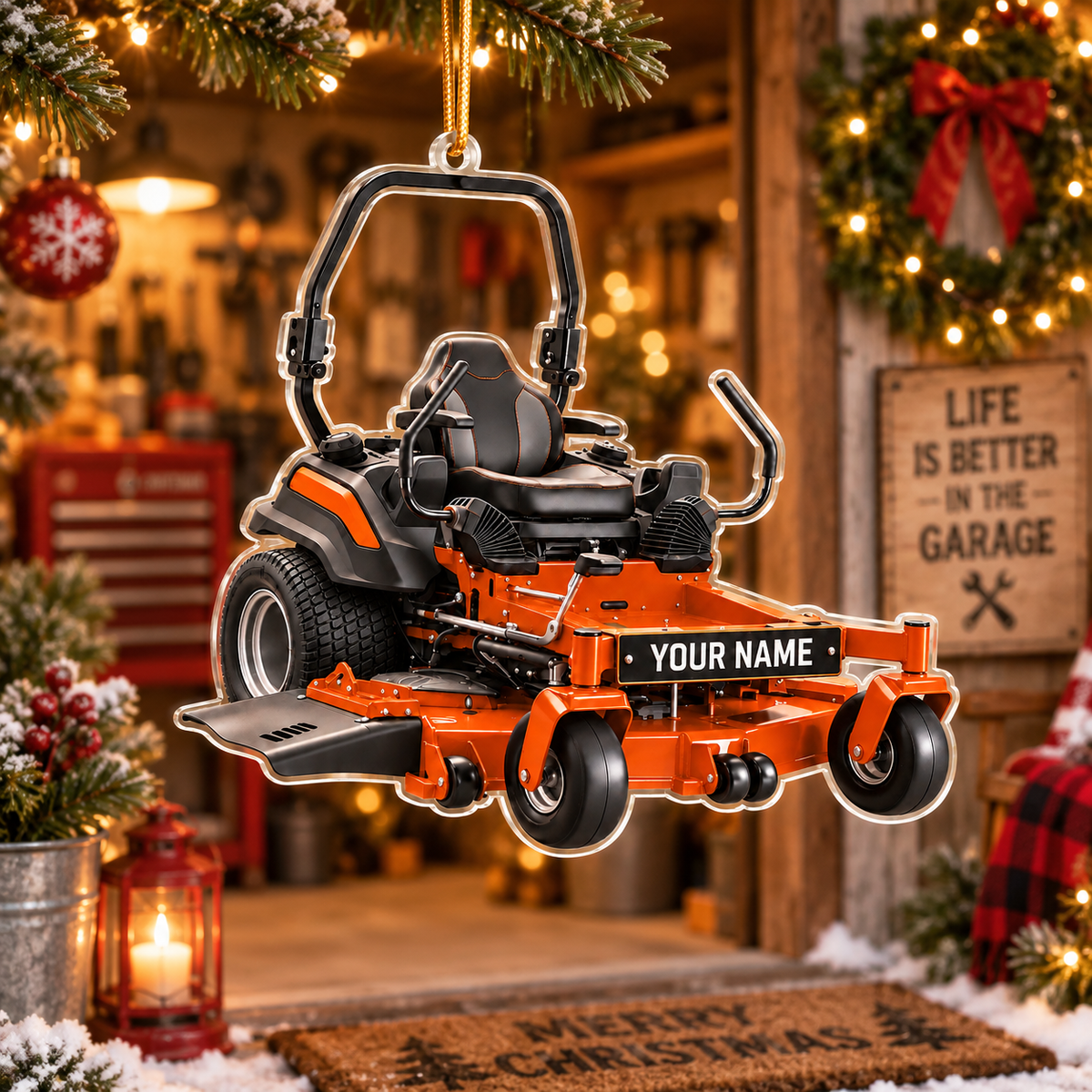 Zero Turn Lawn Mower With Custom Name - Personalized Acrylic Ornament - Christmas Gift For Lawn Care Lover