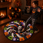 Halloween Skeleton Quilted Round Mat – 3D Vortex Illusion