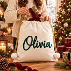 Personalized Santa Sack with Name – Custom Christmas Gift Bag for Kids & Family