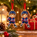 Custom Boy Girl Ice Hockey Player Ornament, Hockey Christmas Acrylic Relief Ornament, Hockey Team Gift, Sports Christmas Tree Decoration