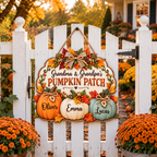Personalized Pumpkin Patch Sign for Grandparents – Grandma & Grandpa Fall Wood Door Hanger