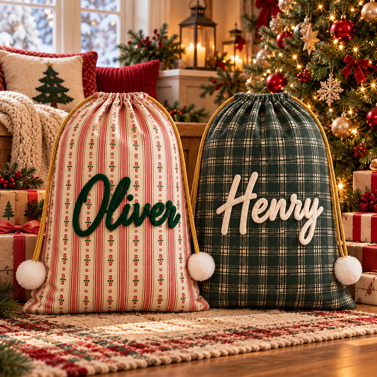 Personalized Christmas Santa Sack – Custom Name Gift Bag for Kids & Family