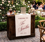 Custom Wedding Bar Runner Sign, Personalized Family Name Linen Decor, Signature Drink Wedding Sign