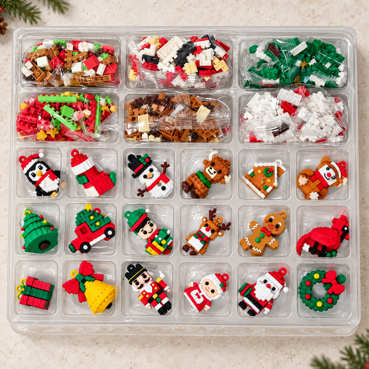 Mini Christmas Brick Ornament Advent Calendar 2026 – 24-Day Building Block Set, Christmas Gift for Kids & Adults