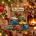 Vintage Cars Christmas Tree With Custom Family Name - Personalized Acrylic Ornament - Christmas Gift For Car Lovers