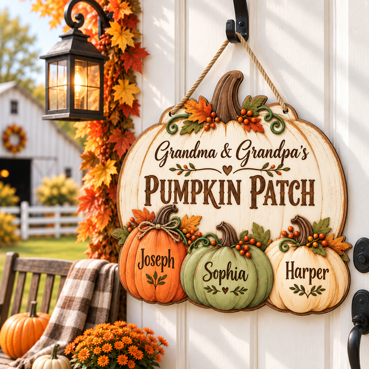 Personalized Pumpkin Patch Wood Sign for Grandparents