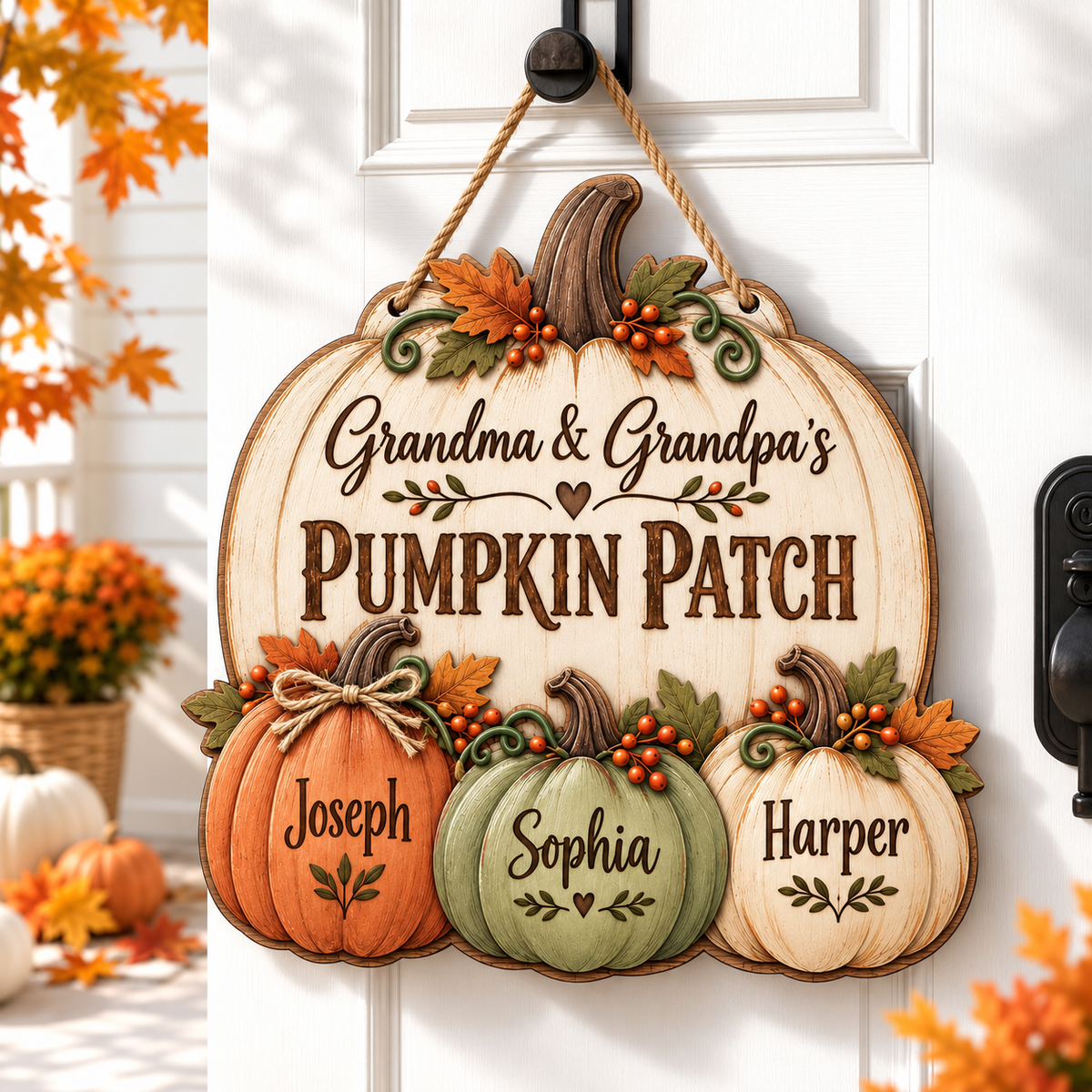 Personalized Pumpkin Patch Wood Sign for Grandparents