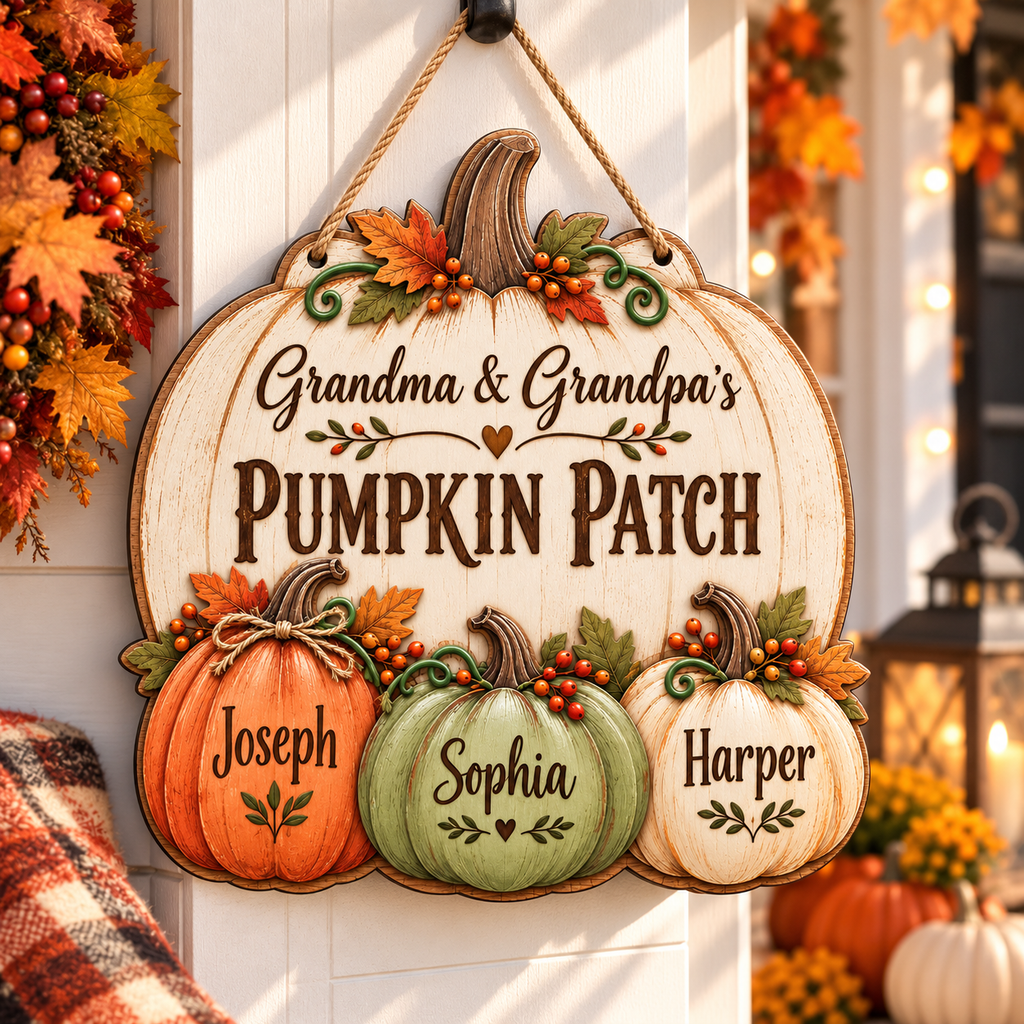 Personalized Pumpkin Patch Wood Sign for Grandparents
