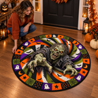Halloween Witch Quilted Round Mat – 3D Vortex Illusion