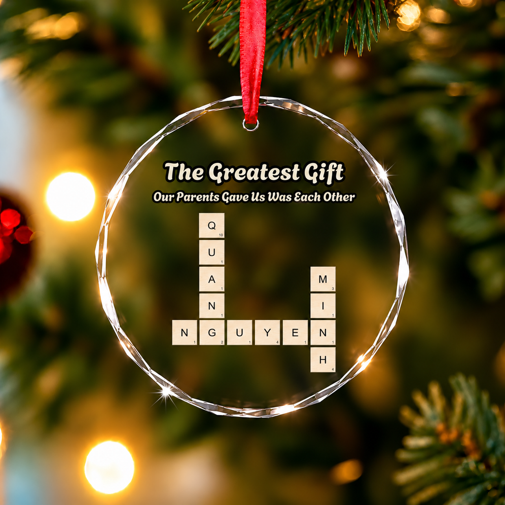 Brothers & Sisters Forever Linked Together Scrabble 2026 Christmas Ornament - Personalized Acrylic Ornament - HGN 04