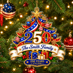 Personalized USA 250th Anniversary Ornament – Tree & Gifts