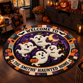 Personalized Ghost Family Haunted Home - 3D Vortex Quilted Round Mat - Halloween Decor For Family